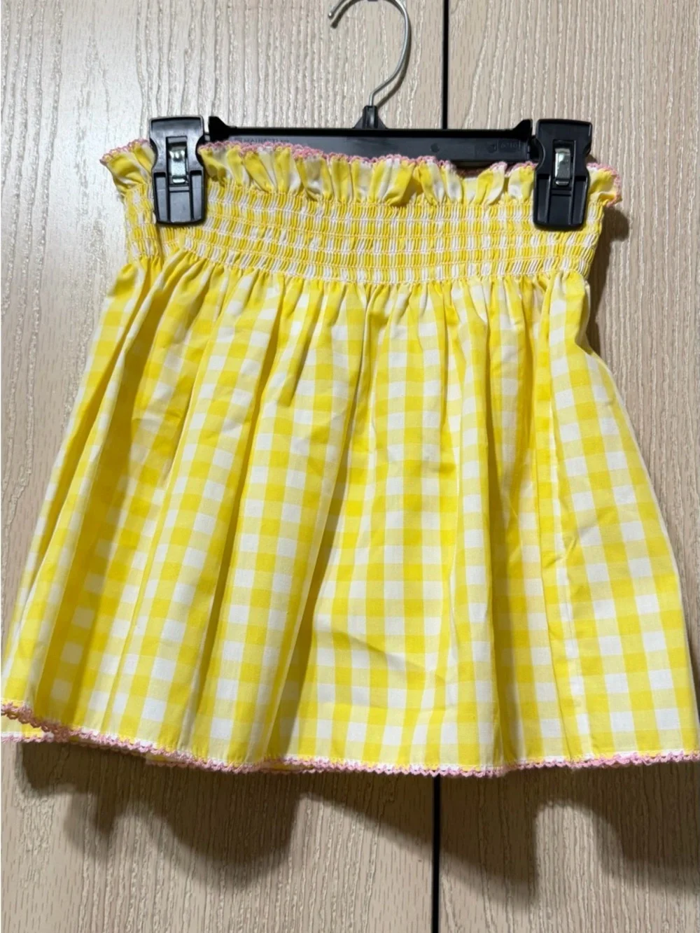 Yellow Gingham Smocked Girls' Skirt